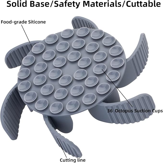 Slow Feeder Dog Bowls Insert [Octopus Suction Cups] Super Firm Slow Eating Dog Bowl [Cuttable] for Large Breed and Medium Size Dog Compatible with Regular and Elevated Dog Bowls (Turbine)
