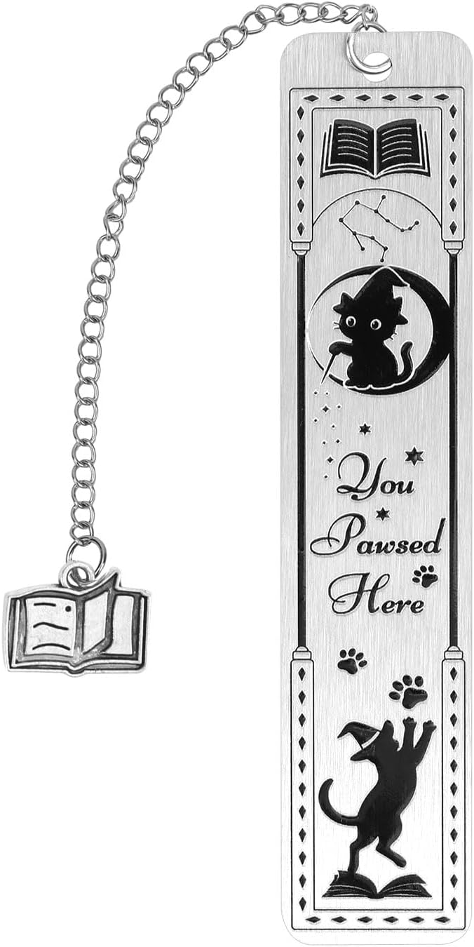 Cat Bookmark for Women, Zinc Alloy Funny Kitten Bookmarks with Book Pendent Cute Animals Book Marker Reading Accessories for Cat Lovers