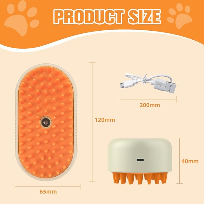 Steam Dog Brush for Shedding Cat Brushes for Indoor Cats Shedding,3 in 1 Silicone Pet Steam Brush for Dog Deshedding Massage Grooming,Rechargeable Cat Hair Brush,Furminator for Cats Dogs Yellow