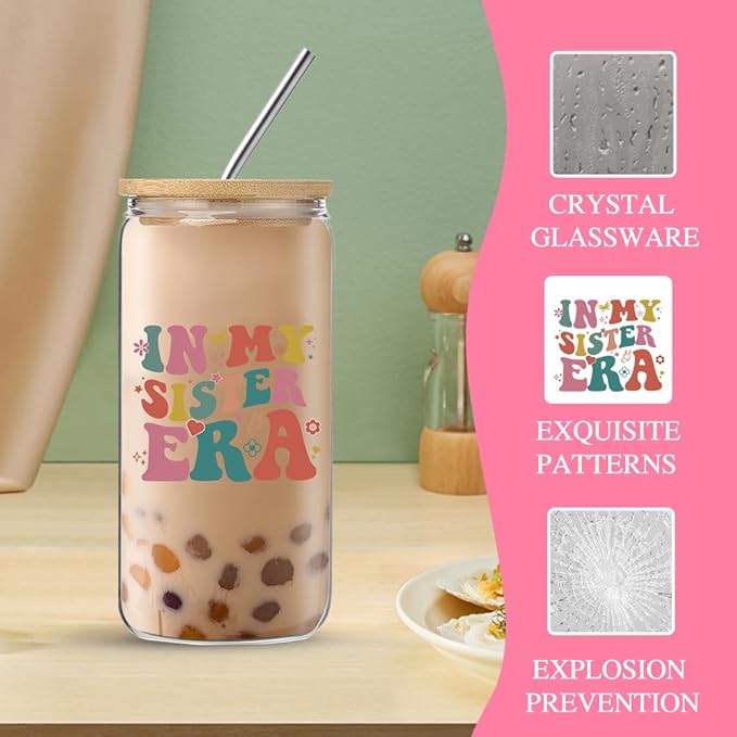 Sister Gifts for Women, Unique Birthday Presents from Sisters, Sisters Gifts Box Set with 16 Oz Glass Cup, Thank You Christmas Gift Ideas for Big Sister