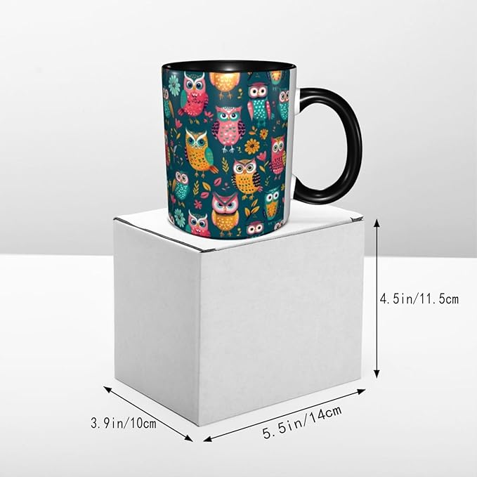Owl Coffee Mug Funny Ceramic Tea Cup Novelty Presents for Women Men Home and Office Birthday Microwave Dishwasher Safe 11oz