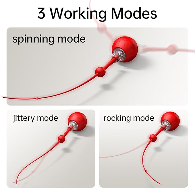 Interactive Cat & Dog Toys for Indoor Pets, Automatic Electric Self Rotating Ball with Chirping Sound, Motion Activated Long Tail - Smart Spinning Ball for Fun Exercise, Cats and Dogs Play, Red
