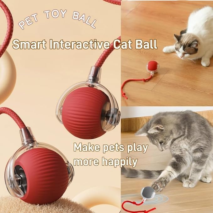 2pcs Innovative Interactive Cat Toy Balls, Automatic Moving Spheres for Cats (Green+Red)