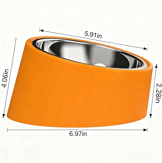 Slow Drinking Dog Water Bowl - Orange Pet Feeder (M Size) - Non-Spill Adult Cat/Dog Bowl, Durable & Easy to Clean for Daily Feeding