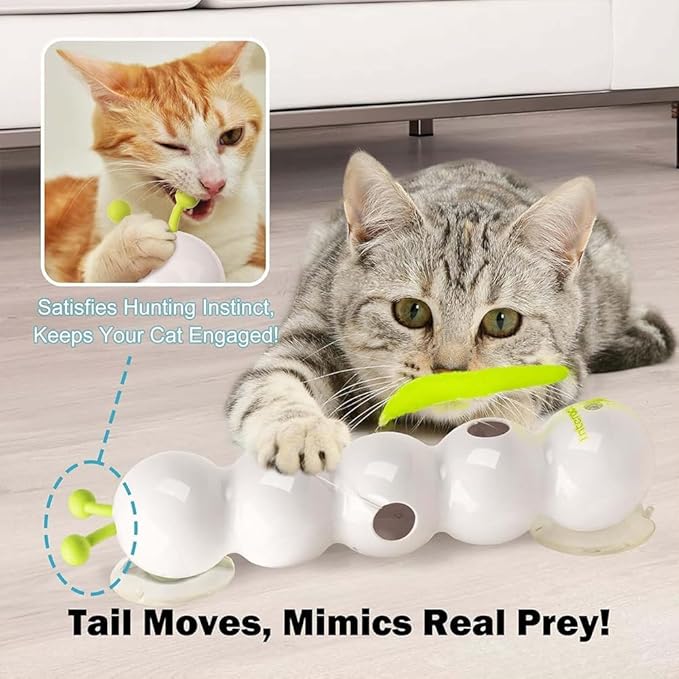 Caterpillar Cat Toy,Interactive Smart Cat toy, Rechargeable Motion Activated Cats Toys, Bite Resistant, Automatic Kitten Toys for Bored Cats for All Ages Indoor Cat (Cat Toy+4 Orange Tail)