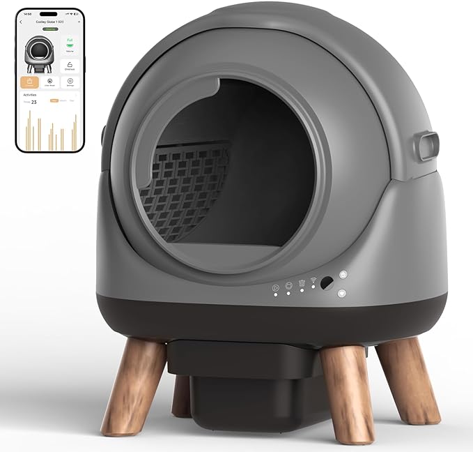G1 Automatic Cat Litter Box, Self Cleaning Litter Box for Multiple Cats, Cat Auto Robot Litter Box, Includes 2 Roll Trash Bag and Litter Mat, Grey