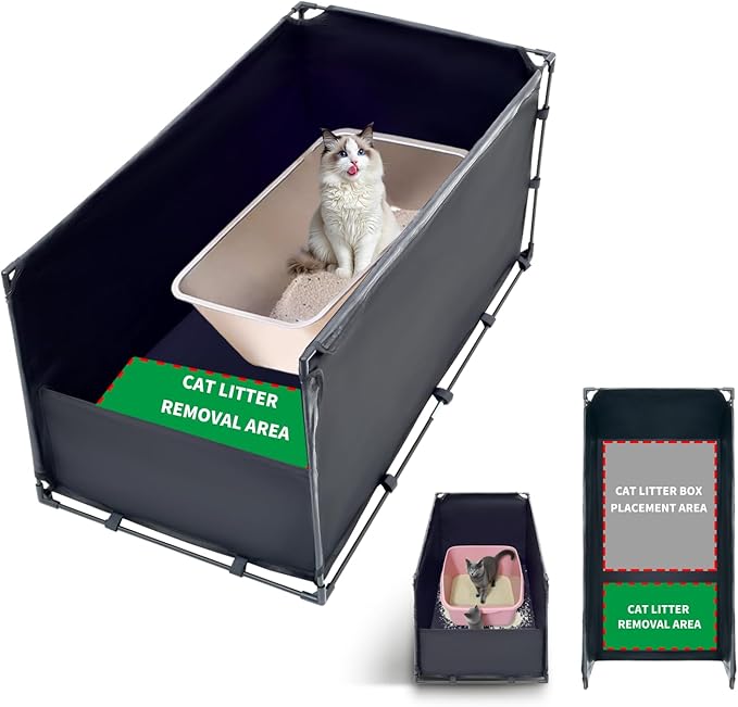 Extra Large Cat Litter Box Enclosure–Big Covered Litterbox with High Front Splash Guard, Waterproof&Portable Litter Box Cover for Indoor Cats,Kittens,Multiple Pets (Large)