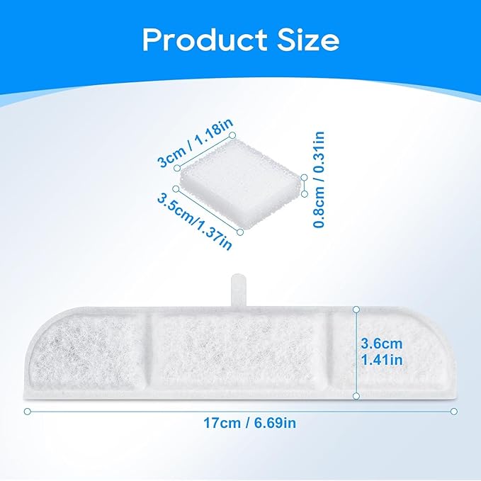 20+20 Pack Cat Water Filter Compatible with DownyPaws Cat Water Fountain Wireless 84oz/2.5L, DPWFP6 Battery Operated Cat Water Fountain Filters, Pet Filters