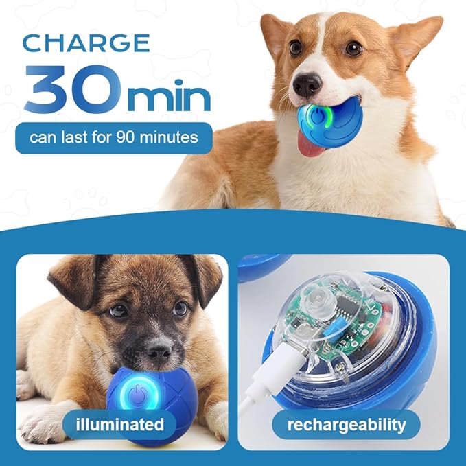 Interactive Dog Ball, 2026 Upgraded Activated Automatic Rolling Balls for Dogs, Self Moving Vibrating Smart Jumping Bouncing and Rotating Pets Toy to Keep Them Busy (New-Orange)
