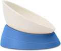 French Bulldog Food Bowl- Slanted Tilted Pug Food Water Bowl,Cat Bowl- Feeder for Frenchie/Shih Tzu/Flat Faced Small Dogs/Puppies/Cats (Blue, 4 Cup)