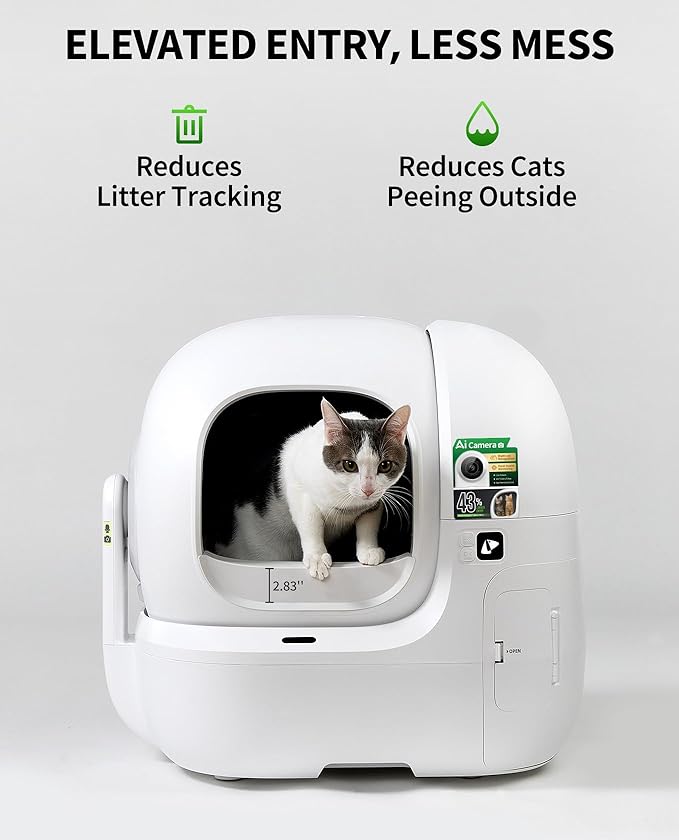 PETKIT Elevated Entrance Fence for Purobot Max Pro 2 Self-Cleaning Cat Litter Box, Anti-Leak Urine and Litter Baffle, Increase Threshold for Automatic Litter Box, Less Mess