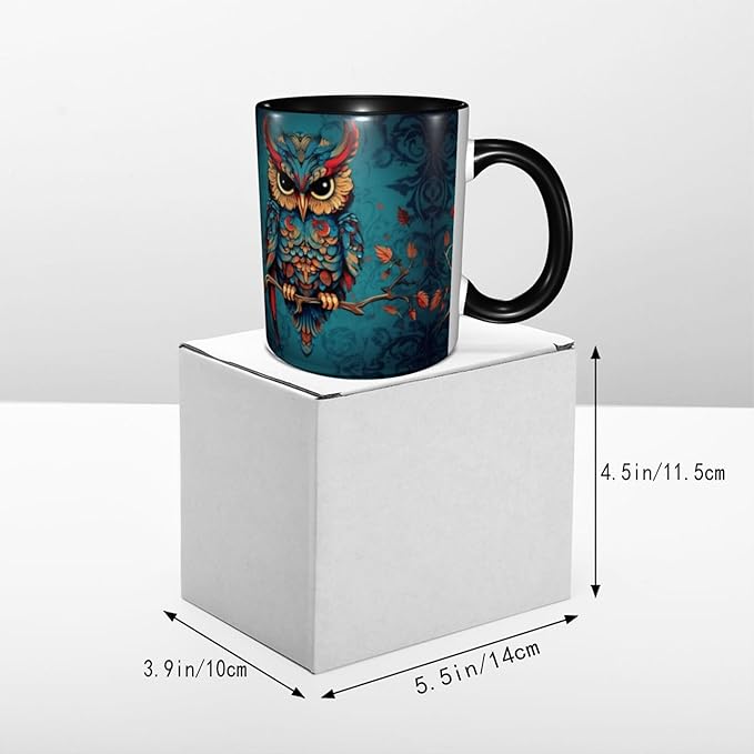 Owl Coffee Mug 11OZ Funny Ceramic Tea Cup Kitchen Decor Novelty Presents for Home Office Travel