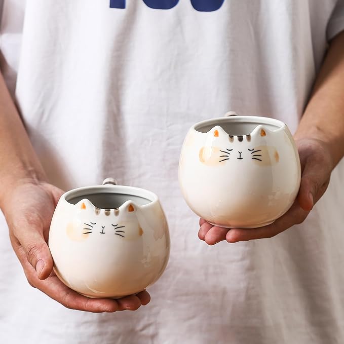 Cute Cat Coffee Mug with Ears, 12 Oz Ceramic Tea Cup for Women and Men, Kitty Themed Choice for Cat Lovers