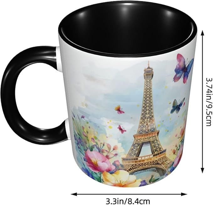 Paris Eiffel Tower Coffee Mug 11oz Ceramic Tea Cup With Handle Funny Porcelain Mugs for Women Dishwasher Microwave Safe