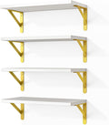 Fixwal White Shelves, Wood Wall Floating Mounted Shelves for Bedroom, Bathroom, Living Room, Kitchen Storage and Decor(White, Set of 4, 16.5 Inch)