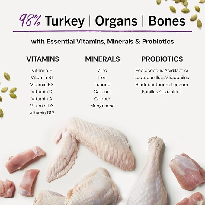 Stella & Chewy's Freeze-Dried Raw Cat Dinner Morsels - Premium Turkey Recipe with 98% Farm-Raised Meat & Organs - Natural Grain-Free Cat & Kitten Food - Made in USA - 3.5 oz