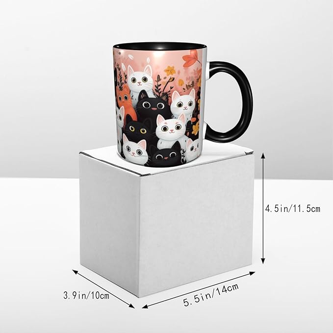 Cat Coffee Mug Funny Ceramic Tea Cup With Handle Dishwasher Microwave Safe for Women 11oz Porcelain Mugs
