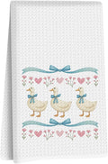 Lovdazzles Adorable Duck Kitchen Towels, Rustic Flower Decorative Absorbent Microfiber Dish Cloth Tea Towel, Coquette Bow Waffle Soft Hand Towels for Kitchen Home Bathroom Kitchen Decor, Duck Gifts