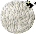 Cat Knitted Bed Mat, Extra-Soft Washable Warm Round Pads Cushions for Indoor Kittens, Cat Trees Towers, Perfect for Kneading and Sleeping (White,Large)