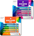 rubyloo Funny Dog Mom & Dog Lover Gift Pen Set – 2 Pack of 5-Pen Sets with Black Ink Stylus Tips & Metal Barrels – Doggy Mom Gift for Women, Friends, Coworkers for Mother's Day or Birthday Present