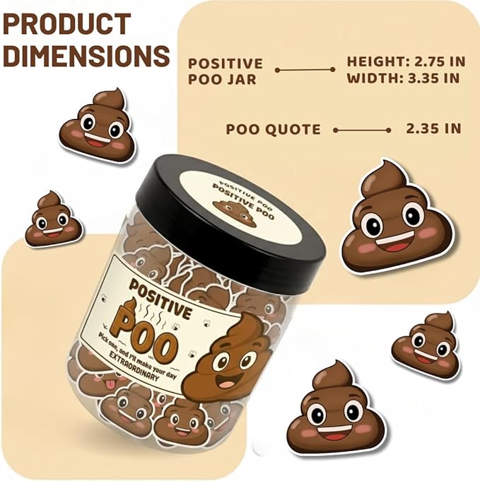 DEARMINE Positive Poo Jar with 60 Affirmation Cards, Emotional Support Poo, Funny Gag for Women, Men, Corwokers, Friends, Poop Emoji Gifts