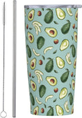 Avocado Tumbler 20oz Fruit Stainless Steel Insulated Tumblers with Lid and Straw Fruits Travel Coffee Mug Tea Wine Cups Water Bottle Avocado Gifts for WomenAvocado Lover