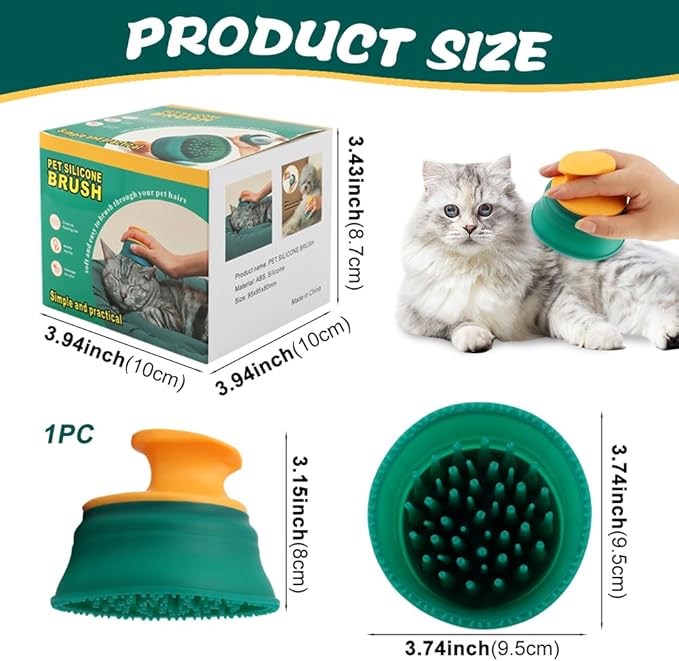 Cat Hair Brush,Cat Brush for Shedding Self Cleaning Shedding Brushes,Massage Brushes Deshedding and Hair Removal for Long and Short Haired Pets Cats(Green+Yellow,Size:8cm*9.5cm*9.5cm)