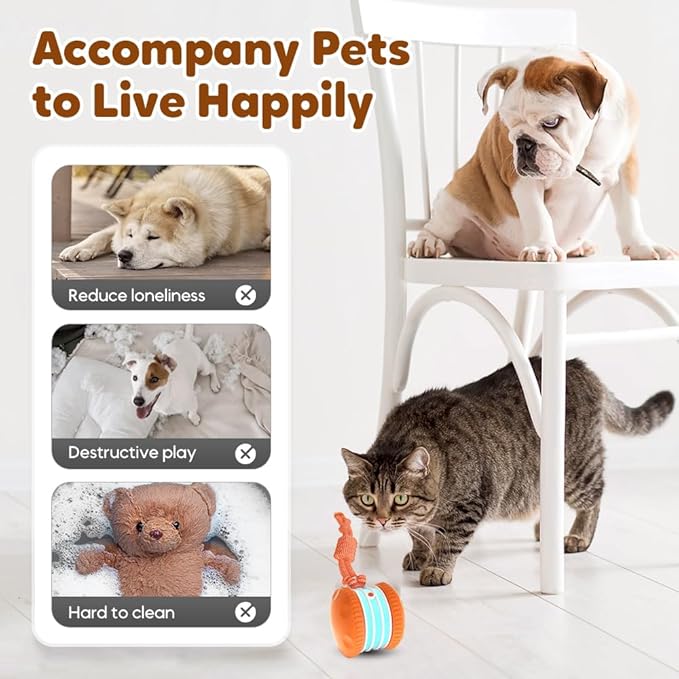 Interactive Dog Toy 2026 NEW Funny Automatic Moving Rolling Dog Toys with Rope for Small Medium Large Dogs Cats, Puppy Toys Pet Ball to Keep Them Busy (Blue)