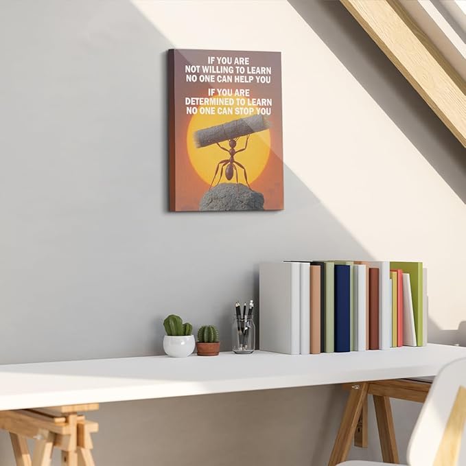 Ant Motivational Framed Canvas Wall Art, Inspirational Quote Decor Wall Painting, Positive Affirmation Poster Modern Decor for Home Living Room Bedroom Bathroom Office Laundry room, 11.4"x15"