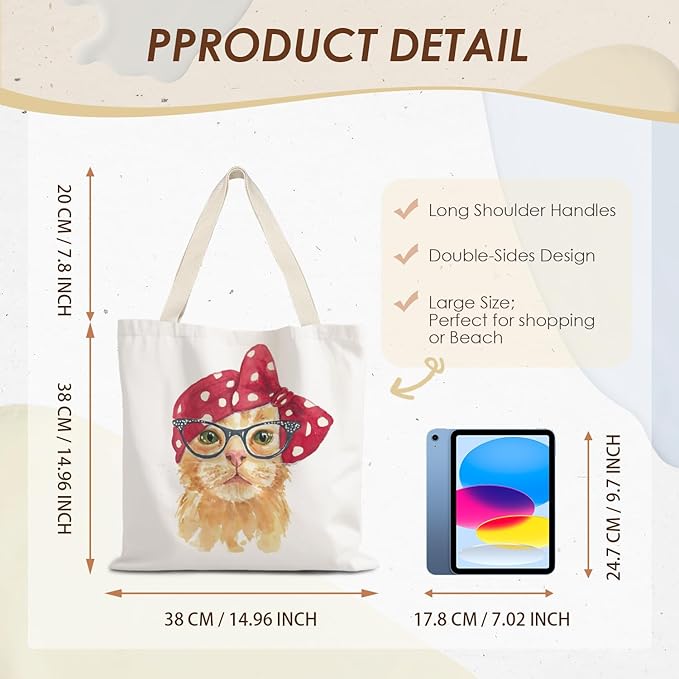 Canvas Tote Bag Aesthetic,Zoon Cow Dog Cat Tote Bag,Gifts for Women Canvas Tote Bags