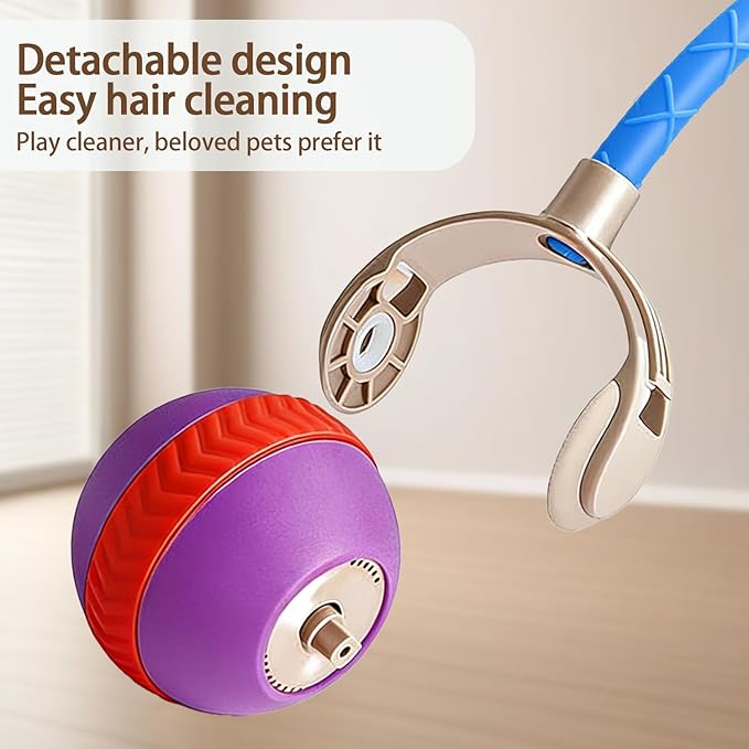 Interactive Cat Toy Ball, Automatic Moving Cat Toy with 2 Speed Modes Bite-Resistant Mouse Tail Bird Chirping Sounds Indoor Play Ball for Cats (Purple)
