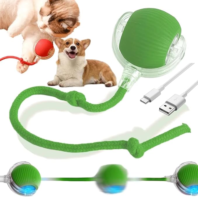 Dog Toys Interactive Dog Toys, 2025 Upgraded Interactive Rolling Ball, Cat Toys Ball for Dogs, Electric Rolling Ball Dog Toy, Interactive Cat Toys Self Moving Dog Toys (Green)