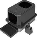 Enclosed Cat Litter Box: Large Stainless Steel Anti Leak Design - All Black - Controls Odor for Indoor Use