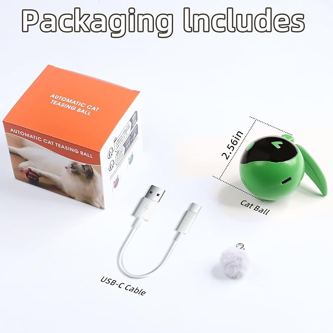 Interactive Cat Toys for Indoor Cats, Automatic Motion Activated Kitten Ball Toy, Moving Stimulation Cat Toys for Bored Indoor Adult Cats, Low Noise Fast Rolling Moving Ball (Green)