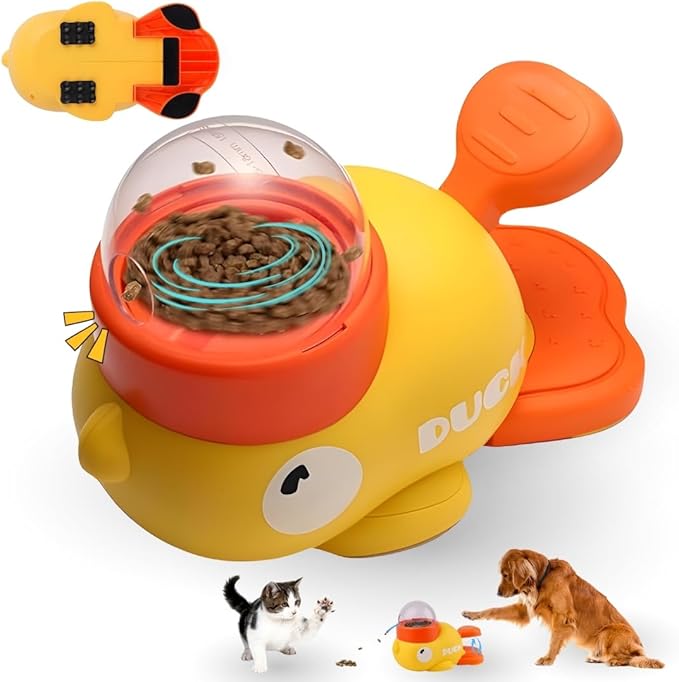 Duck Dog Feeder for Dogs - Anti-Slip Duck Feeder for Dogs - Dog Treat Dispenser Toy - Slow Puzzle Feeder Toy for IQ Training, Mental Enrichment for Dogs and Cats