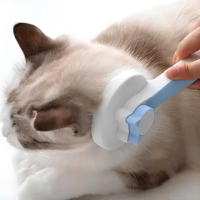 Dog & Cat Brush, Self Cleaning Slicker Brush for Pets, Upgraded Dog Brush for Shedding Massaging and Grooming, Removes Loose Undercoat & Portable Comb for Long Short Haired Dogs (Blue)