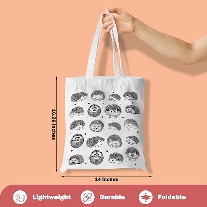 Turtle Gifts Shark Gifts Tote Bag, Hedgehog Horse Gifts for Women Girls, Animals Reusable Grocery Bag Shopping Bag