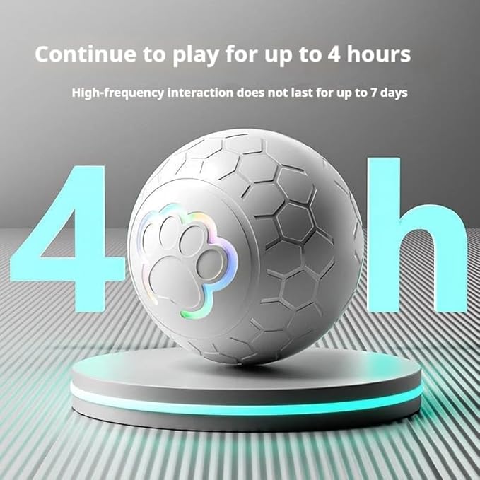 Smart Interactive Dog Toy Ball, USB Rechargeable Automatic Rolling & Bouncing Pet Ball with RGB Lights for Dogs and Cats