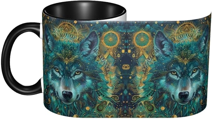 Wolf Coffee Mug 11 OZ Ceramic Tea Cup Novelty Mugs Funny Coffee Cups with Handle