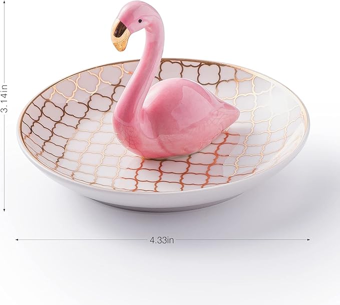 PUDDING CABIN Flamingo Gifts for Women Ring Holder for Jewelry, Pink Decor Flamingo Gift for Women Girls Friend Her Mom Mothers Day Birthday Christmas Thanksgiving Valentines