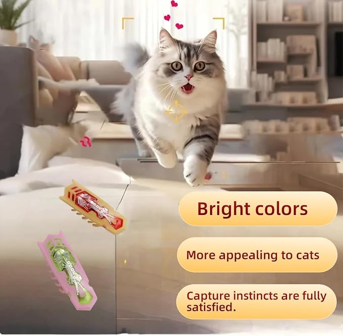 Bug Cat Toy Electric Interactive Cat Toy for Indoor Cats Moving Automatic Beetle Toy for Kitten Hunting Chasing Swatting Exercise 2Pcs
