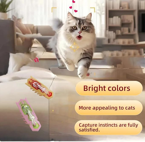 Bug Cat Toy Electric Interactive Cat Toy for Indoor Cats Moving Automatic Beetle Toy for Kitten Hunting Chasing Swatting Exercise 2Pcs
