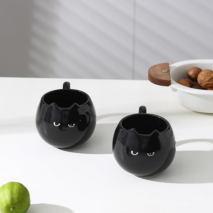 Cute Black Cat Mug for Coffee and Tea, 12 Oz Ceramic Kitty Cup for Women and Men, Cat Themed Choice for Cat Lovers