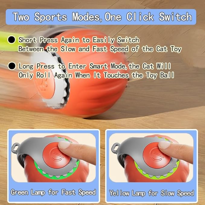 2 Pack Automatic Moving Dog Toy Ball,Smart Interactive Cat Toy Ball with Tail&Interactive Sensor,(2Packs Orange)