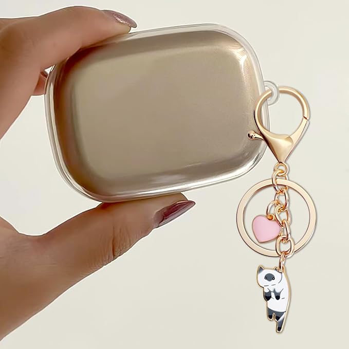 Lazy Cat Pink heart Keychain Fun Cartoon Kitten Cute Key Ring for Animal Key Chain Girl Birthday