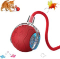 2026 New Interactive Cat Toy Ball for Indoor Cats Dog, Smart 360° Automatic Rolling Pet Ball Kitten Toys with Replace Feather , 3.0 Tail Electric Cat's Toys with LED Light Three Modes Adjustment