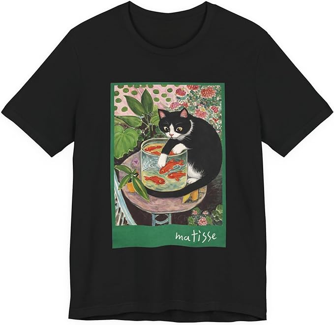 Vintage Cat Painting T Shirt, Matisse Inspired Cat Tee, Retro Art Aesthetic Shirt, Funny Cat Lover Gift
