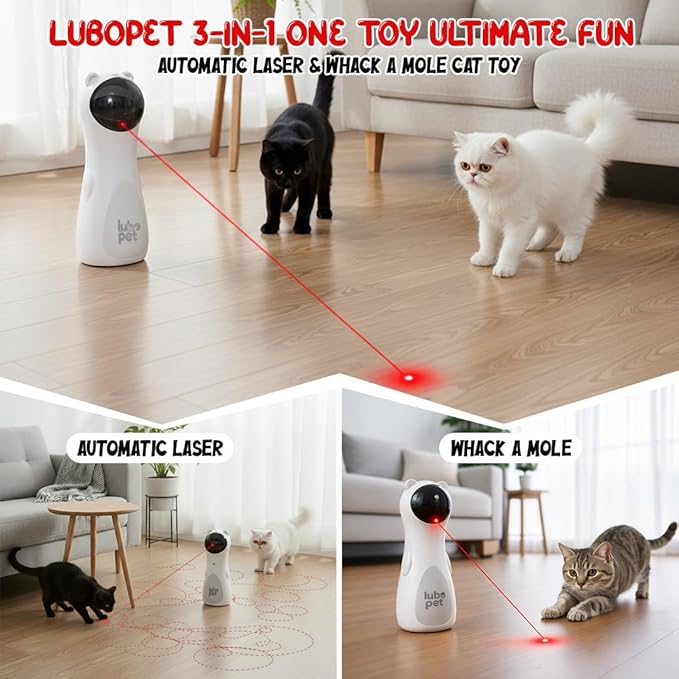 Automatic Cat Laser Pointer Toy, Random Trajectory Motion-Activated Laser Pointer Cat Toy for Indoor Cats | 4 Speed Modes, Adjustable Angles, Interactive Lazer Pointer Cat Toy for Happy & Healthy Pet