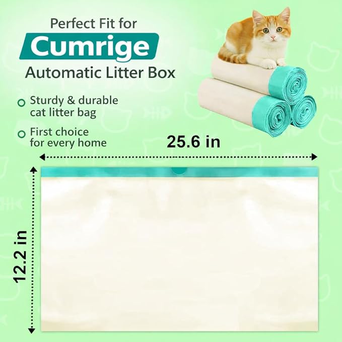 Cat Litter Liners Compatible with Cumrige Litter Box (M2) – 60 Count, Extra Thick, Heavy Duty