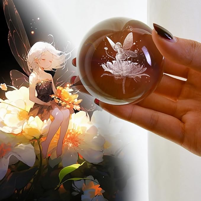 Fairy Gifts for Women 3D Fairy Gift for Her Girl Lovers Crystal Ball Globe Gifts for Wife Wedding Gift with Stand